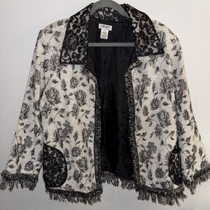 Graff Women's Black and White Floral Blazer